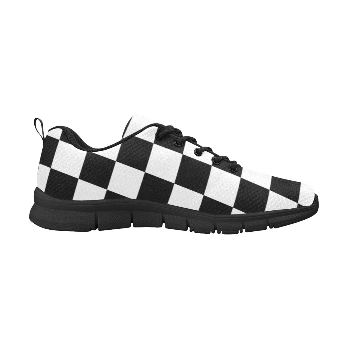 Sneakers for Women, Black and White Plaid Checker Print - Running Shoes by inQue.Style