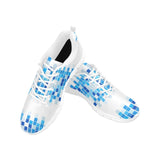 Sneakers for Women, Blue and White Mosaic Print - Running Shoes by inQue.Style