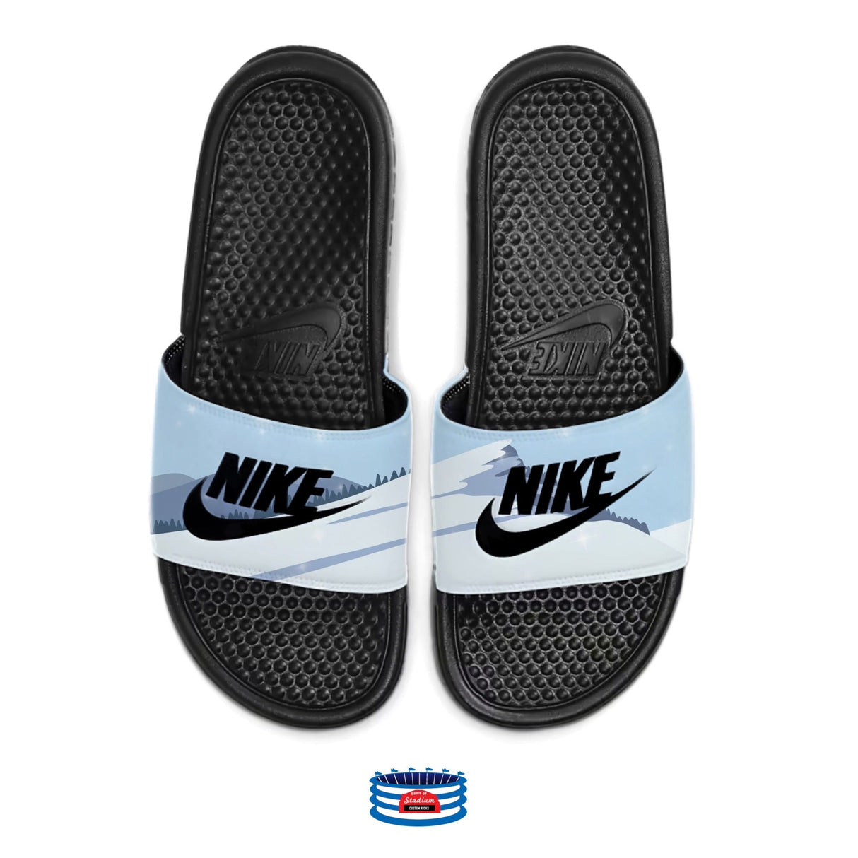 "Snow Capped" Nike Benassi JDI Men's Slides by Stadium Custom Kicks