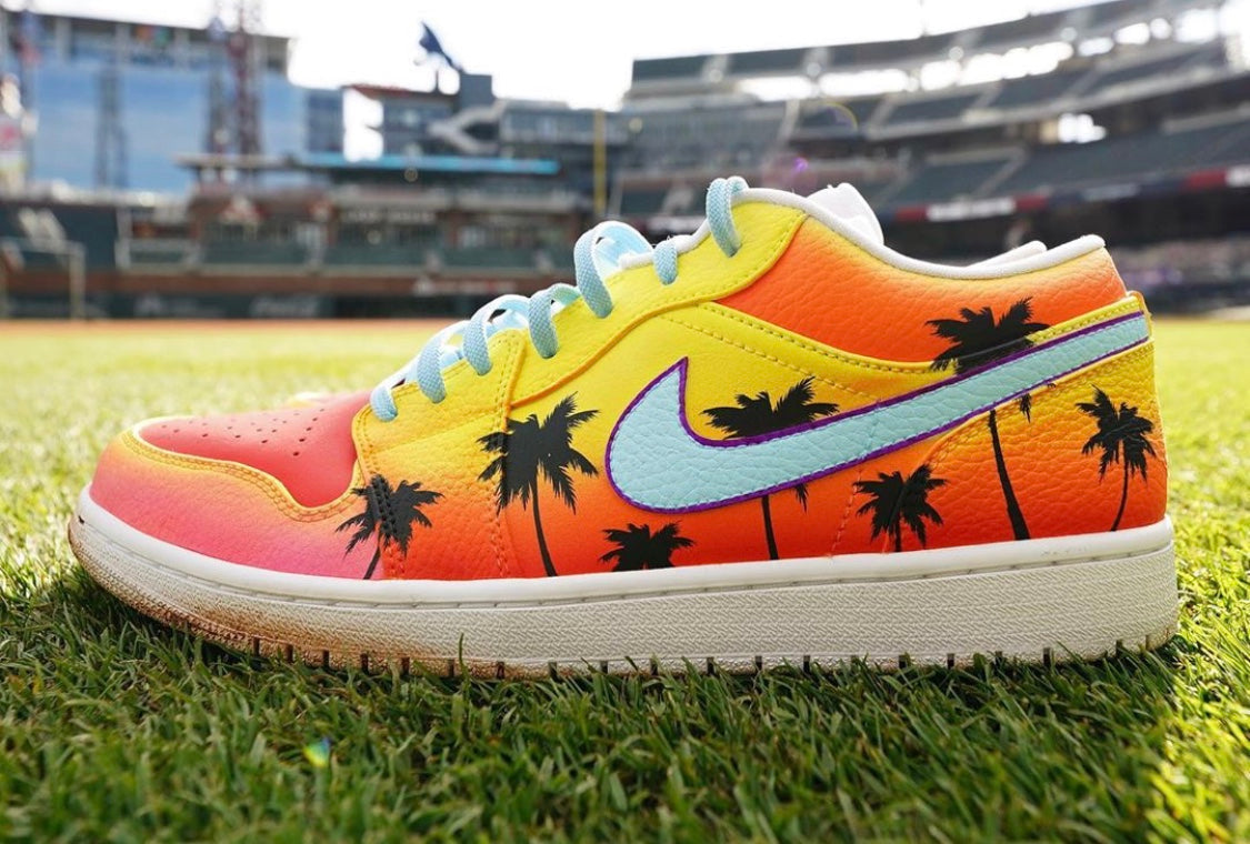 "SoFlo Sunset" Jordan 1 Low Shoes by Stadium Custom Kicks