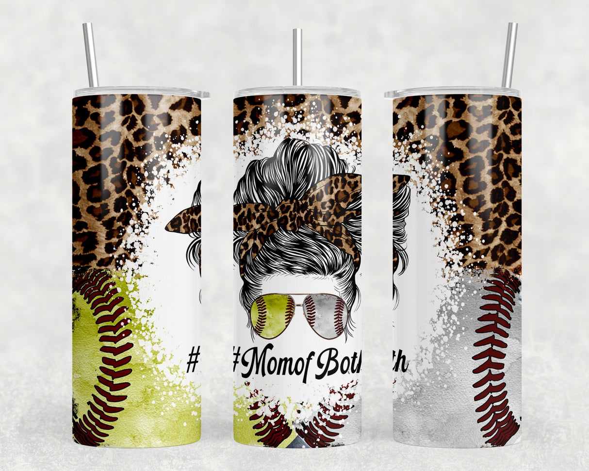 Softball and Baseball Mom Leopard Print|Skinny Tumbler|Optional Bluetooth Speaker| Speaker Color Varies by Rowdy Ridge Co