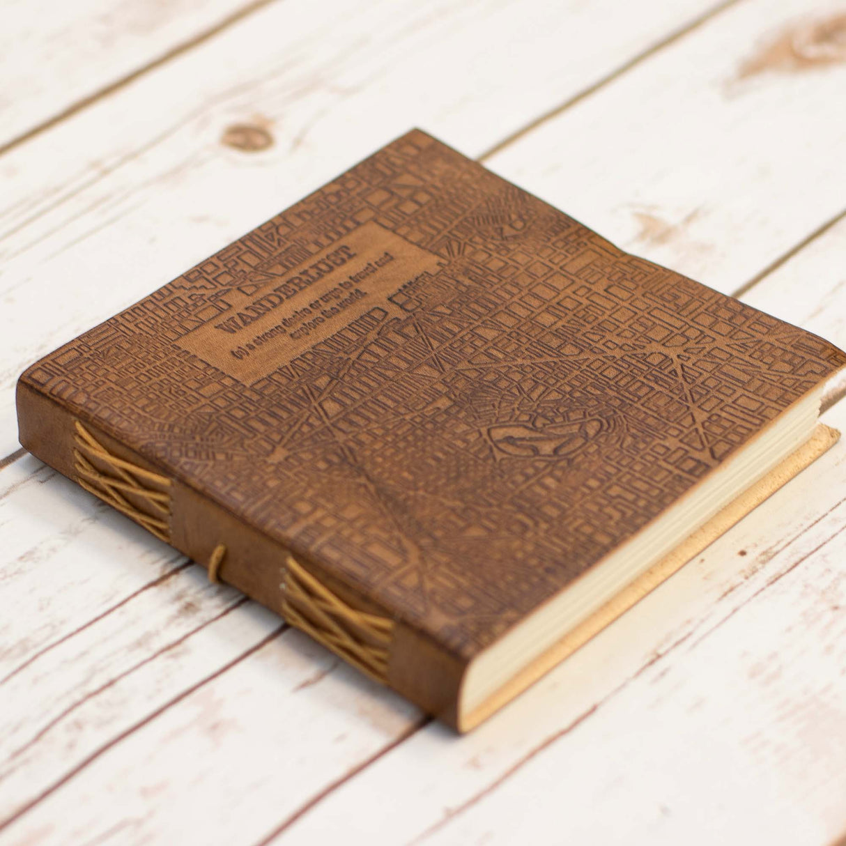 Wanderlust 7x7 Artist Handmade Leather Journal by Soothi