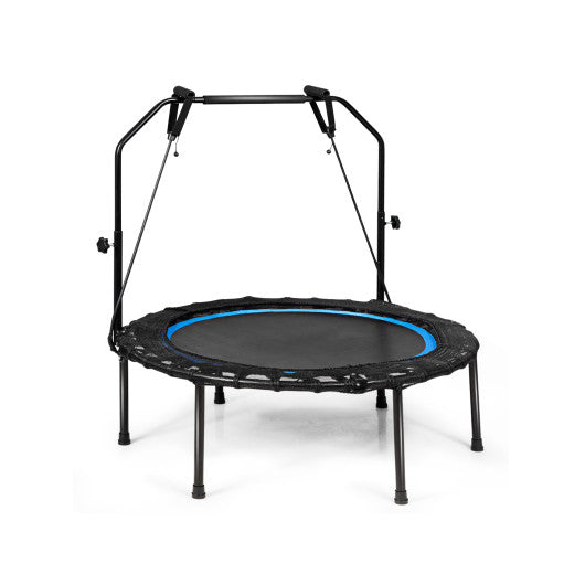 40 Inch Foldable Fitness Rebounder with Resistance Bands Adjustable Home-Blue