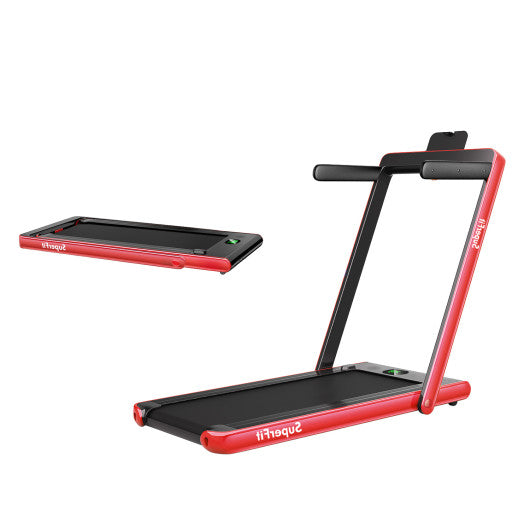 2.25HP 2 in 1 Folding Treadmill with APP Speaker Remote Control-Red