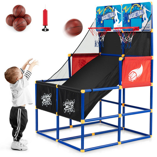 Kids Arcade Basketball Game Set with 4 Basketballs and Ball Pump