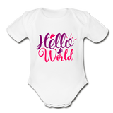 Hello World Short Sleeve Baby Bodysuit by Tshirt Unlimited