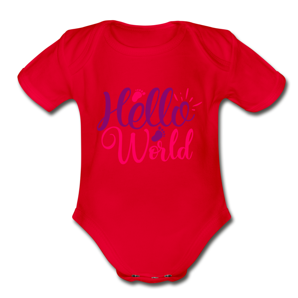 Hello World Short Sleeve Baby Bodysuit by Tshirt Unlimited