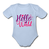 Hello World Short Sleeve Baby Bodysuit by Tshirt Unlimited