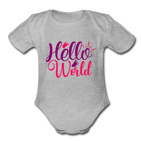 Hello World Short Sleeve Baby Bodysuit by Tshirt Unlimited