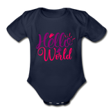 Hello World Short Sleeve Baby Bodysuit by Tshirt Unlimited