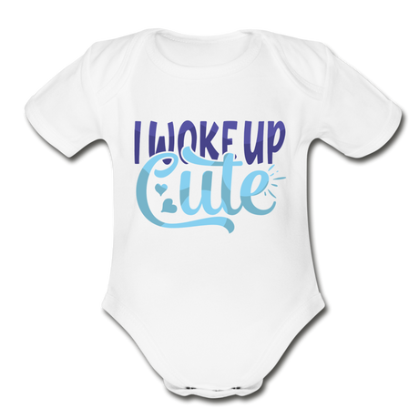 I woke up cute Heart Short Sleeve Baby Bodysuit by Tshirt Unlimited