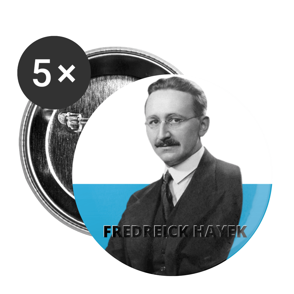 Frederick Hayek Buttons small 1'' (5-pack) by Proud Libertarian