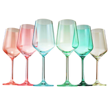 Colored Crystal Wine Glass Set of 6, Gift For Mothers Day, Her, Wife, Mom Friend - Large 12 oz Glasses, Unique Italian Style Tall Drinkware - Red & White, Dinner, Beautiful Glassware - (Summer) by The Wine Savant