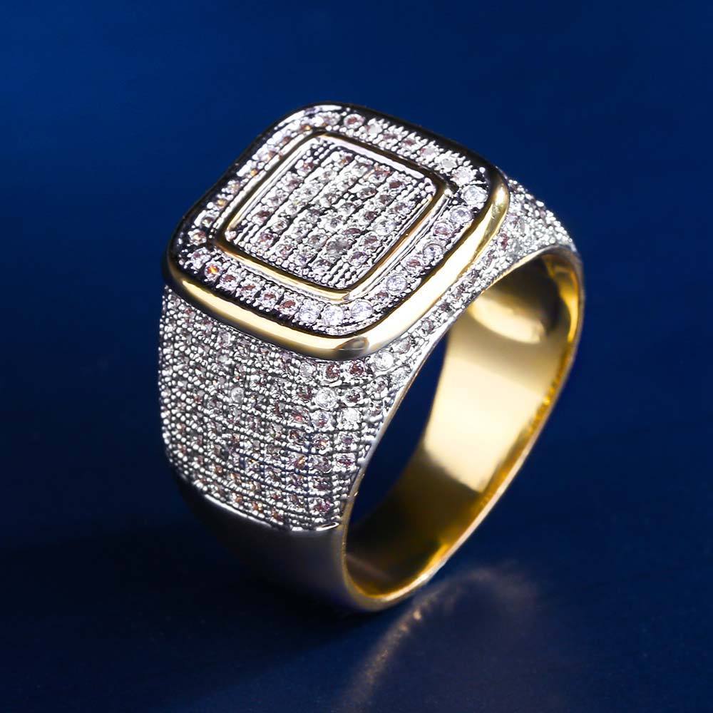 Square Iced Out Diamond Ring 14K Gold Plated by Bling Proud | Urban Jewelry Online Store