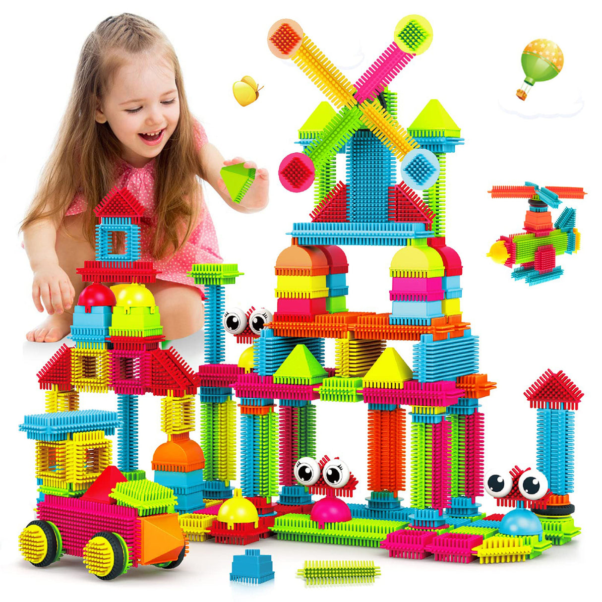 Contixo ST5 144 pcs Bristle Shape 3D Tile STEM Building Block Set by Contixo