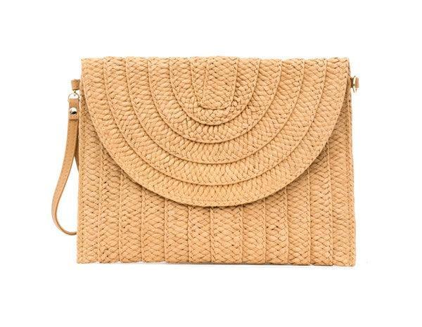 Straw Foldover Convertible Clutch - Vysn