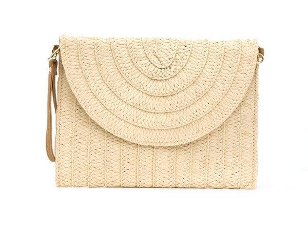 Straw Foldover Convertible Clutch - Vysn