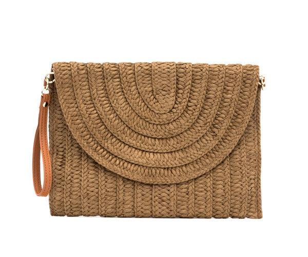 Straw Foldover Convertible Clutch - Vysn