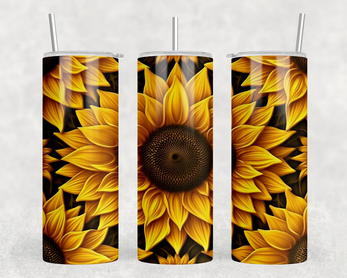 Sunflower|Skinny Tumbler|Optional Bluetooth Speaker| Speaker Color Varies by Rowdy Ridge Co