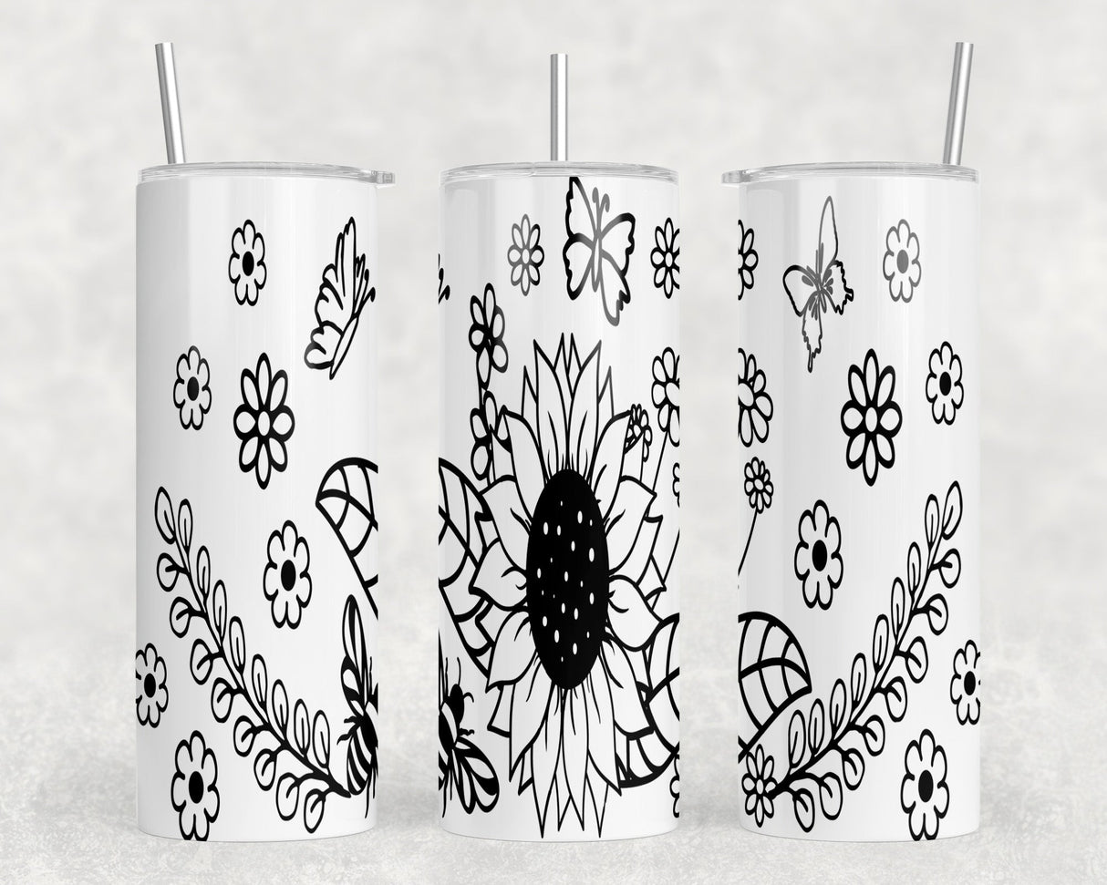 Sunflower|Skinny Tumbler|Optional Bluetooth Speaker| Speaker Color Varies by Rowdy Ridge Co