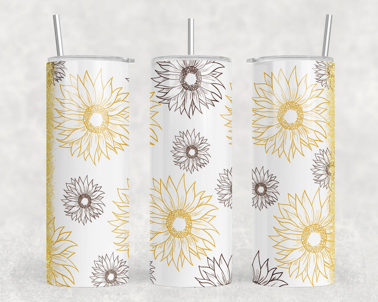 Sunflowers|Skinny Tumbler|Optional Bluetooth Speaker| Speaker Color Varies by Rowdy Ridge Co