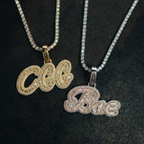 Custom Iced Cursive Baguette Letter Pendant by Custom Gold Grillz