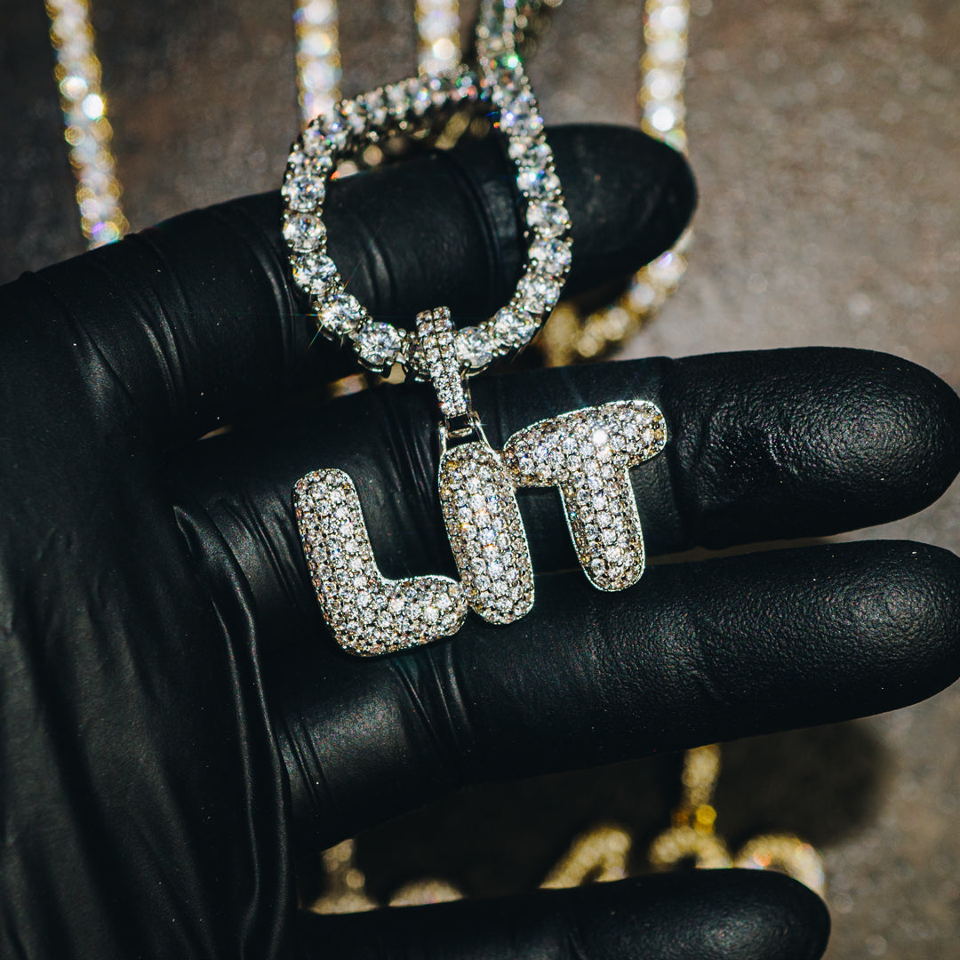 Custom Iced Bubble Letter Pendant by Custom Gold Grillz