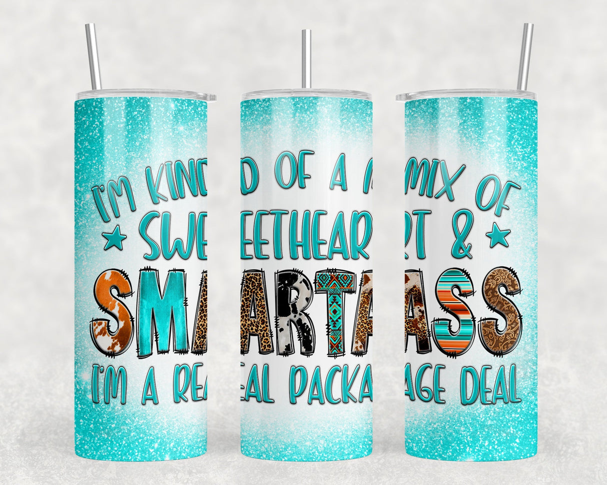 Sweetheart and Smartass|Skinny Tumbler|Optional Bluetooth Speaker| Speaker Color Varies by Rowdy Ridge Co