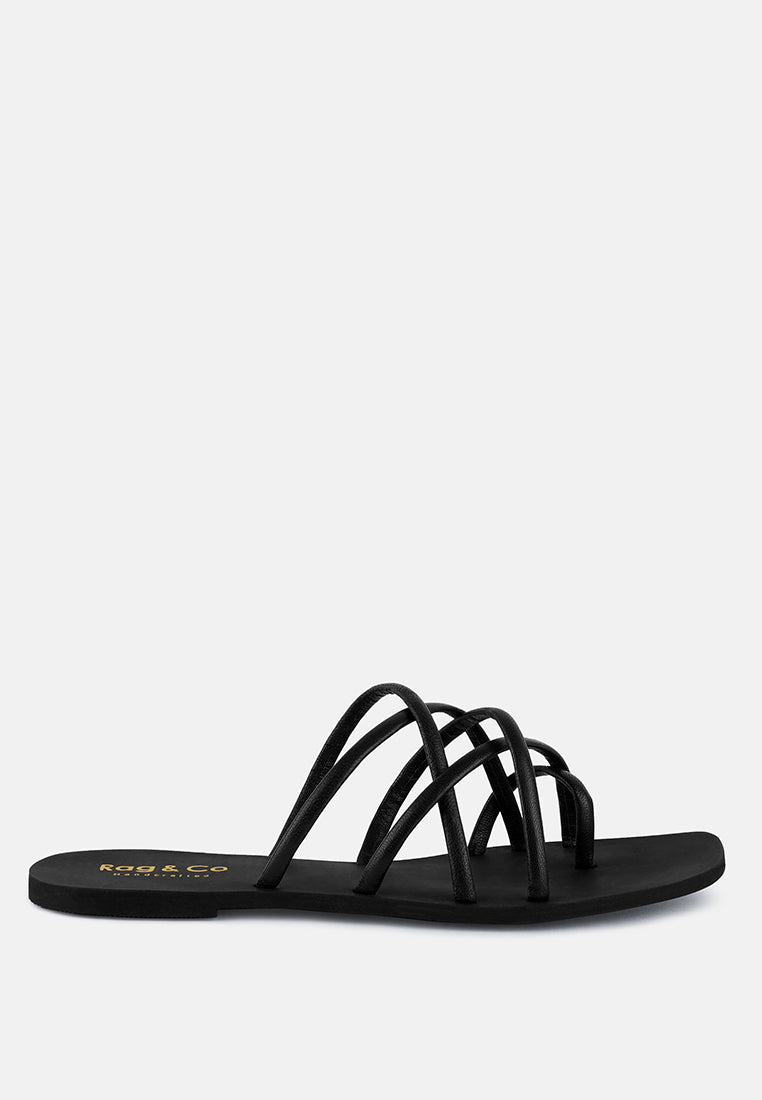 sweetin strappy flat slip on sandals by London Rag