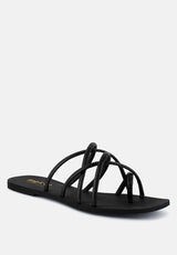 sweetin strappy flat slip on sandals by London Rag