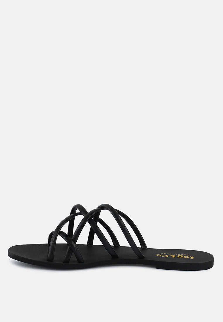 sweetin strappy flat slip on sandals by London Rag