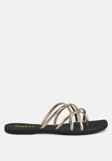 sweetin strappy flat slip on sandals by London Rag