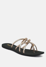 sweetin strappy flat slip on sandals by London Rag