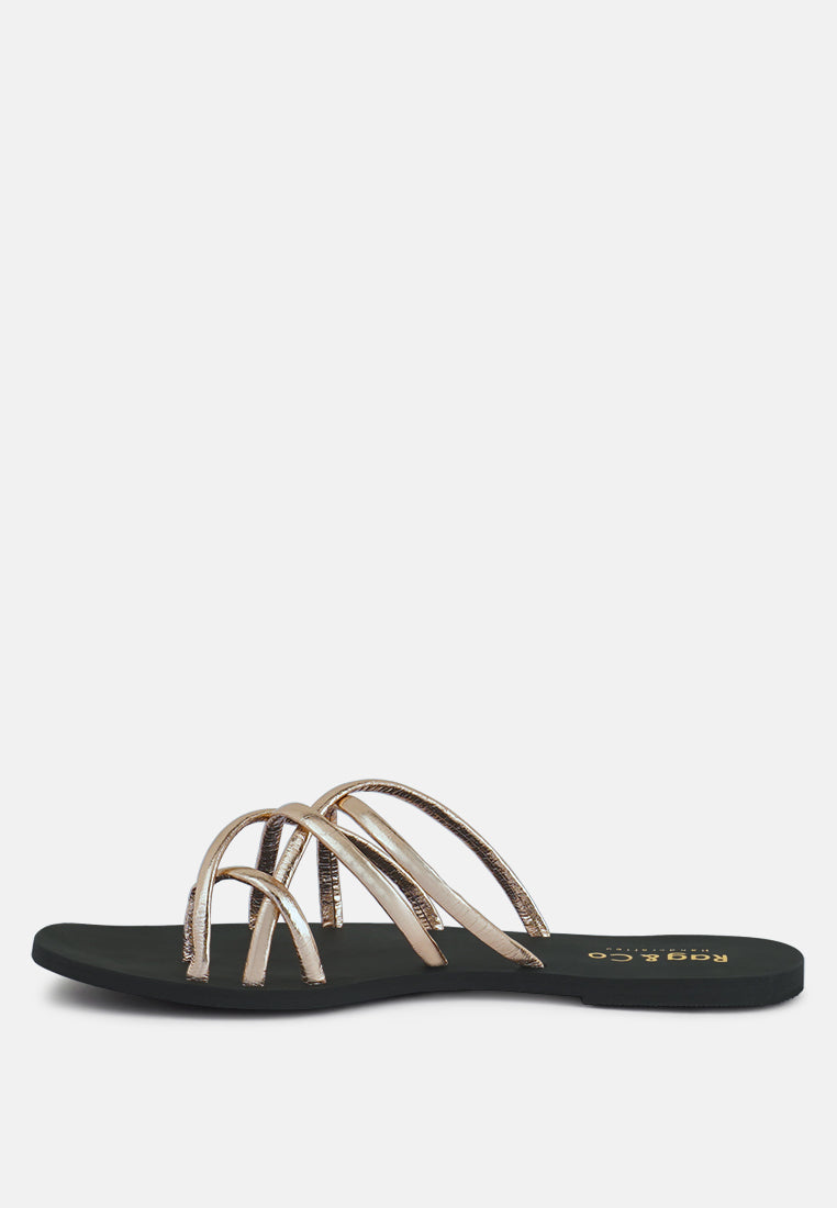 sweetin strappy flat slip on sandals by London Rag