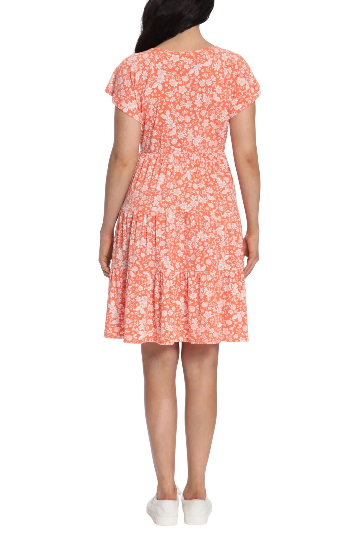 London Times V Neck Short Sleeves Short ITY Dress by Curated Brands