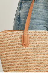 Horizontal Striped Straw Tote Bag by Embellish Your Life