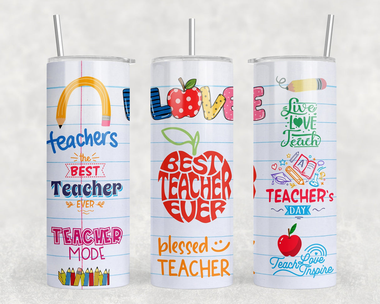 Teacher - 20 oz Steel Skinny Tumbler - Optional Blue Tooth Speaker - Speaker Color will Vary by Rowdy Ridge Co