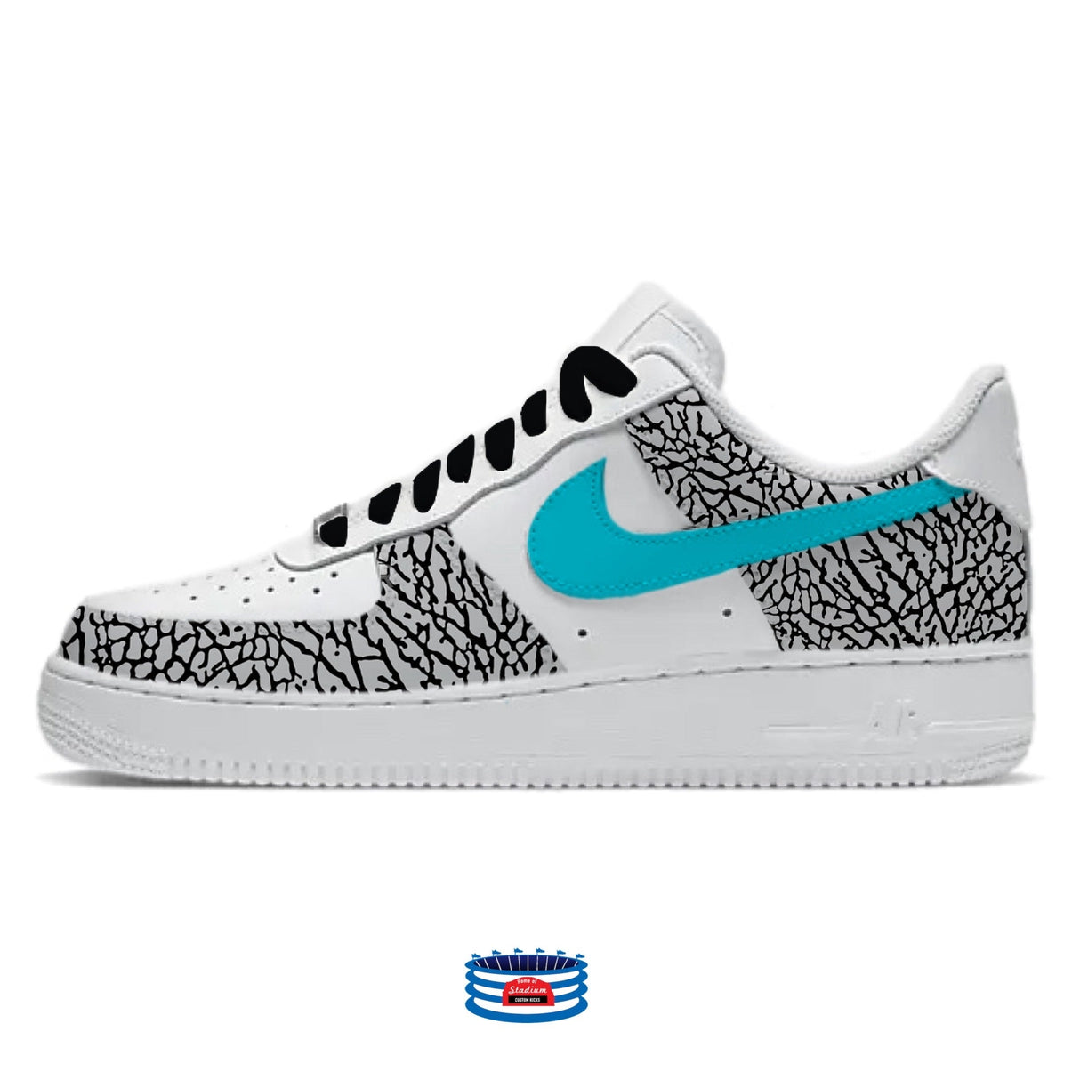 "Teal Elephant" Nike Air Force 1 Low Shoes by Stadium Custom Kicks