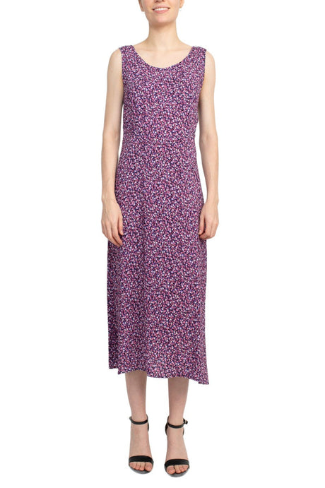 Connected Apparel Scoop Neck Sleeveless Multi Print String Tie Back Fit & Flare Rayon Dress by Curated Brands