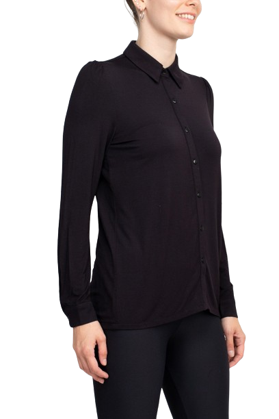 T Tahari Collar Neck Cuff Long Sleeves Button Detail ITY Blouse by Curated Brands