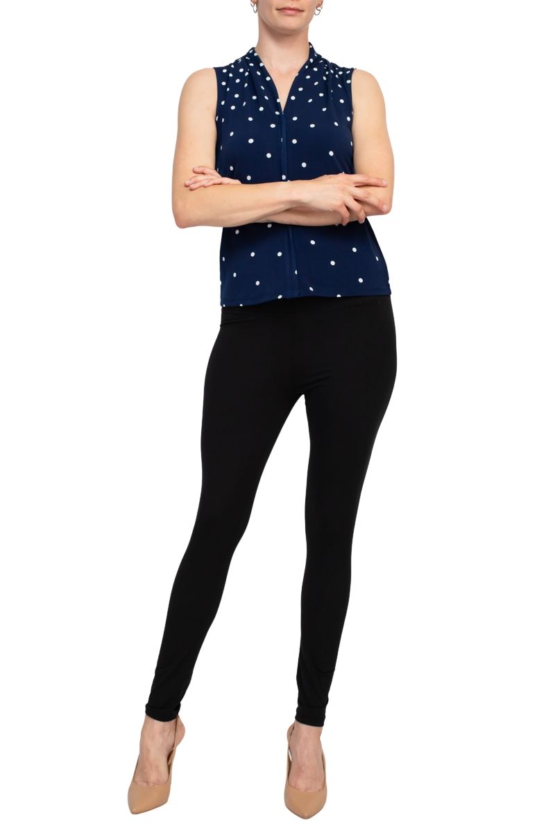 T Tahari Polka Dot Collared Neck Sleeveless Top by Curated Brands