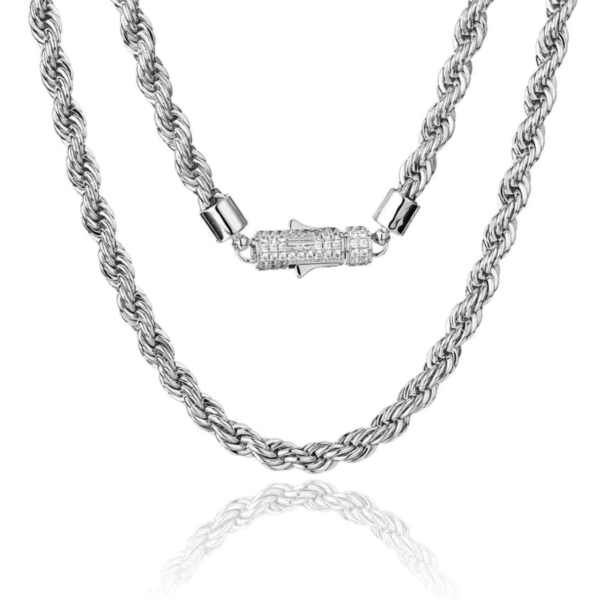 The Golden Age II® - 6mm Rope Chain With Iced Diamond Lock by Bling Proud | Urban Jewelry Online Store