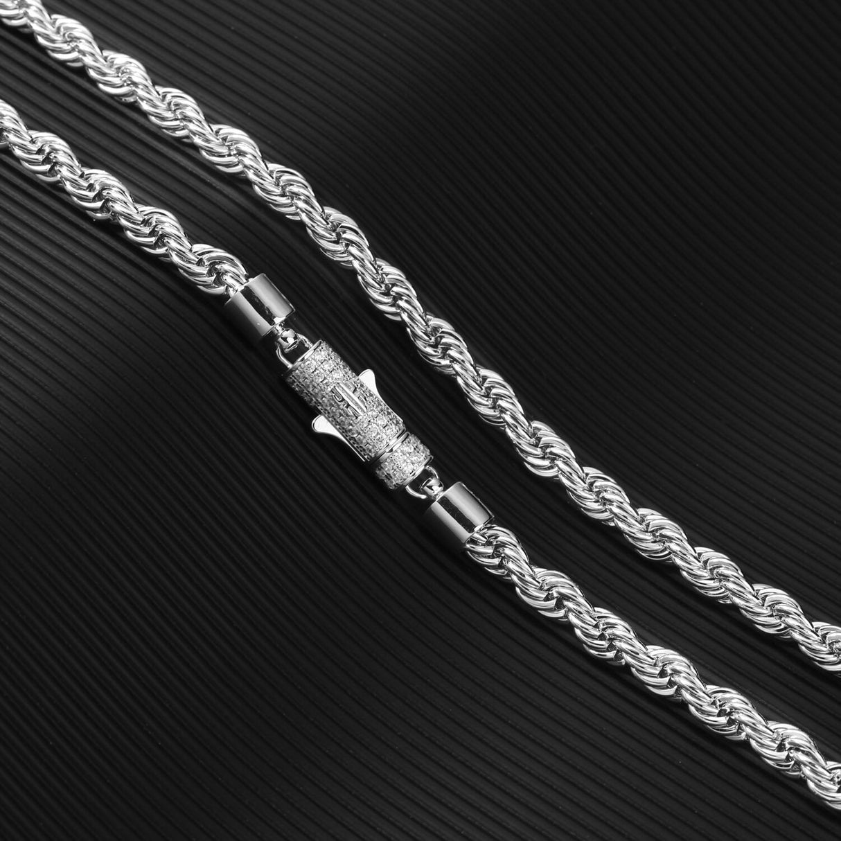 The Golden Age II® - 6mm Rope Chain With Iced Diamond Lock by Bling Proud | Urban Jewelry Online Store