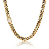 The Golden Nugget® - 12mm Iced Miami Cuban Link Chain 18K Gold Plated with CZ Clasp by Bling Proud | Urban Jewelry Online Store