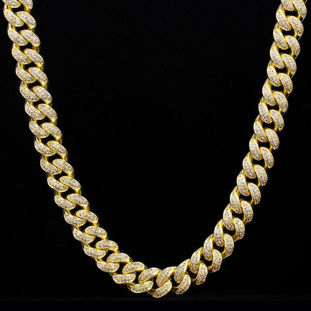 The Lion Heart® - 12mm 2 Rows Iced Out Diamond Cuban Link Chain in 14K Gold by Bling Proud | Urban Jewelry Online Store