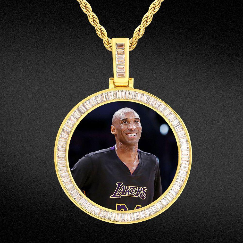 THE MISSING® - Custom Iced Out Baguette Cut Round Photo Pendant by Bling Proud | Urban Jewelry Online Store