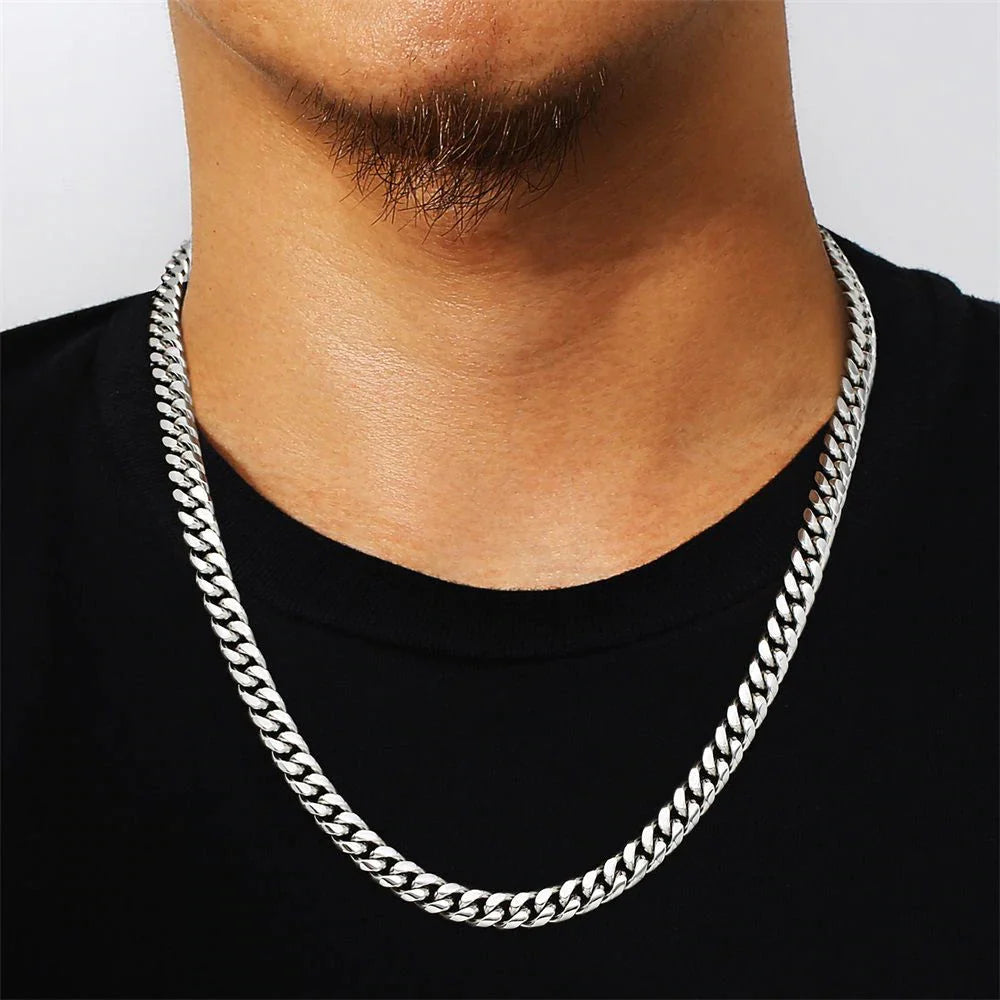 The Silver Lining® - 8mm Miami Cuban Link Chain White Gold Plated by Bling Proud | Urban Jewelry Online Store