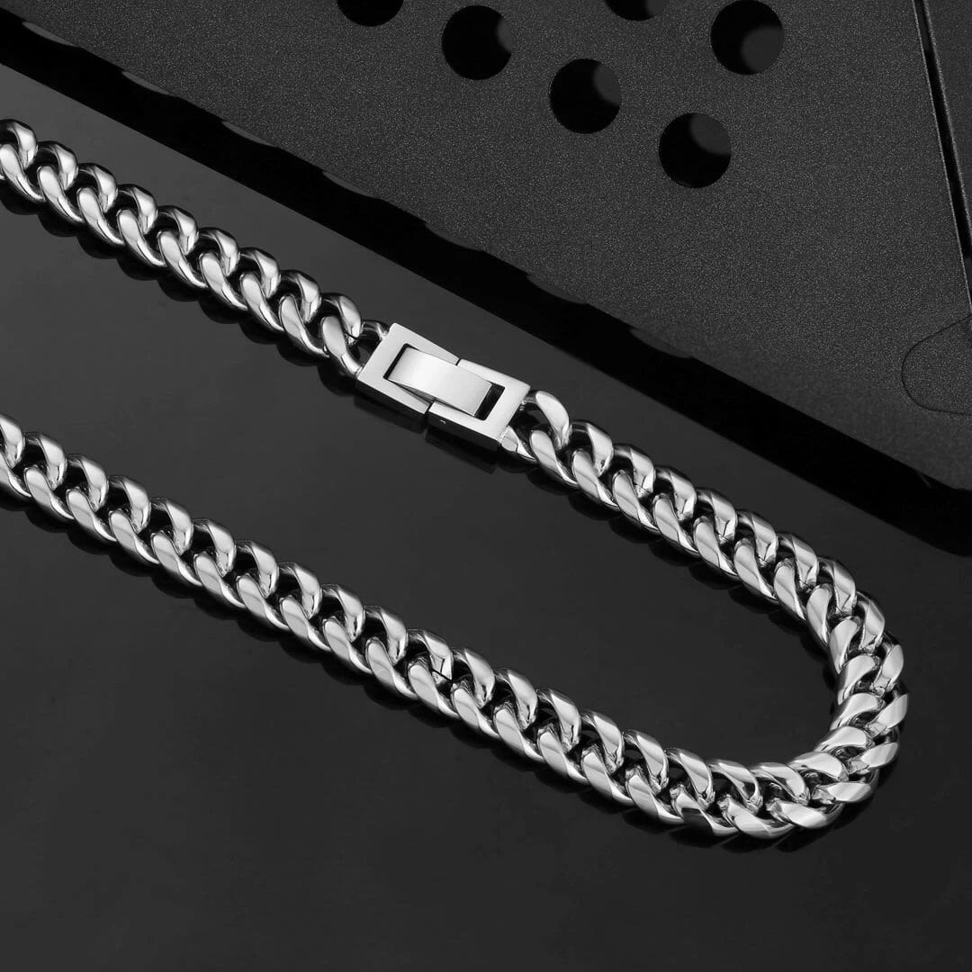 The Silver Lining® - 8mm Miami Cuban Link Chain White Gold Plated by Bling Proud | Urban Jewelry Online Store