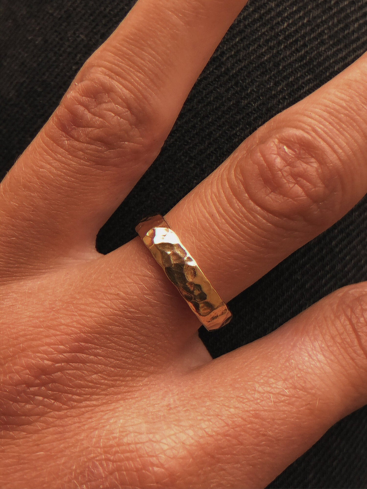 Thick Hammered Gold Band by Toasted Jewelry