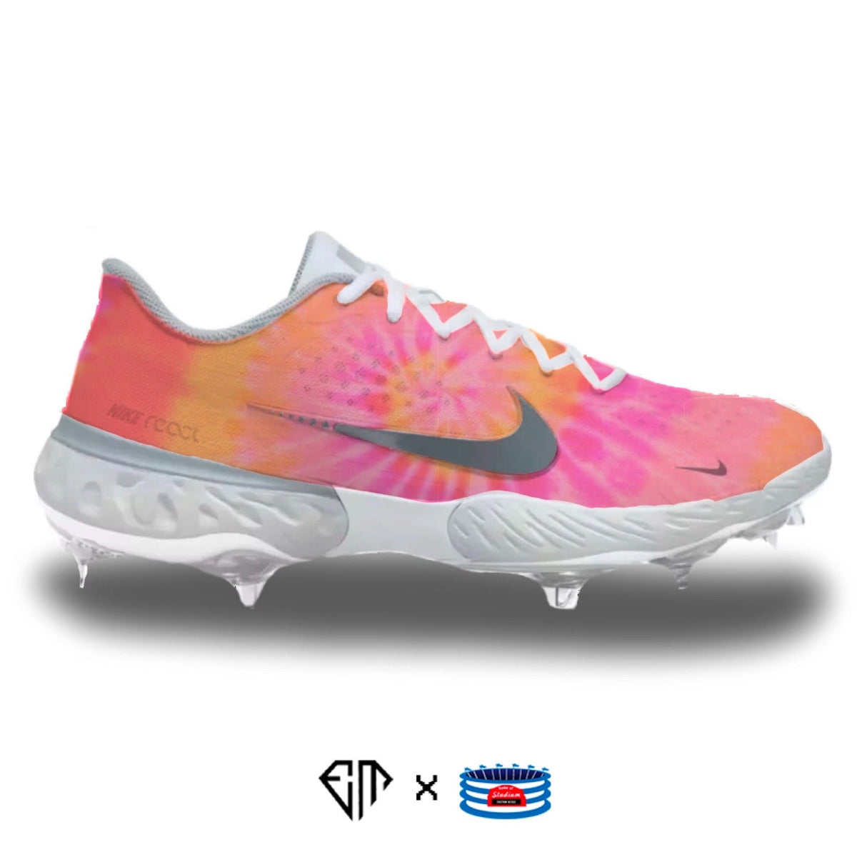 "Tie-Dye" Nike Alpha Huarache Elite 3 Low Cleats by Stadium Custom Kicks